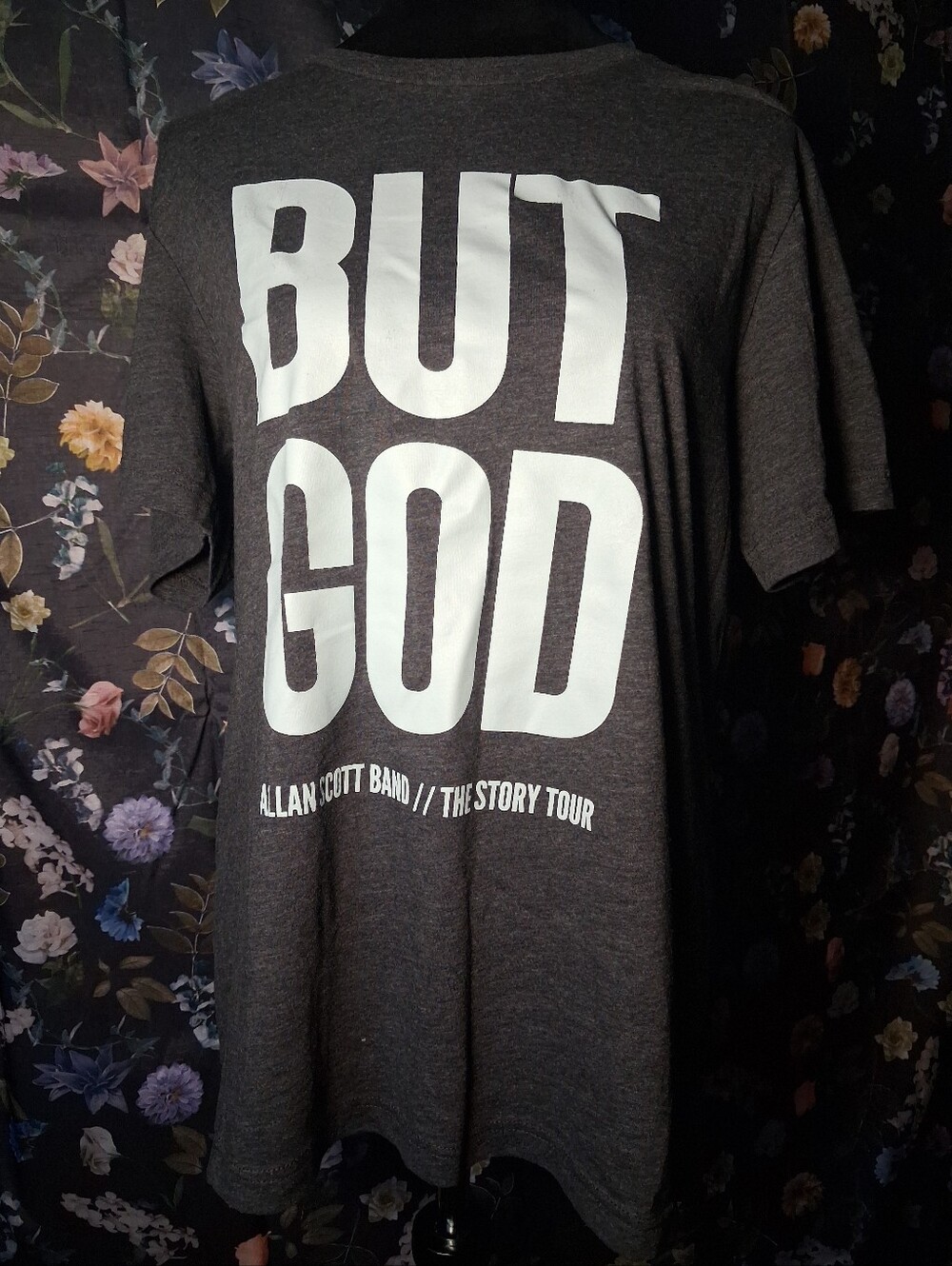 Allan Scott Band 'BUT GOD' Christian Charcoal Gray Graphic T-Shirt
